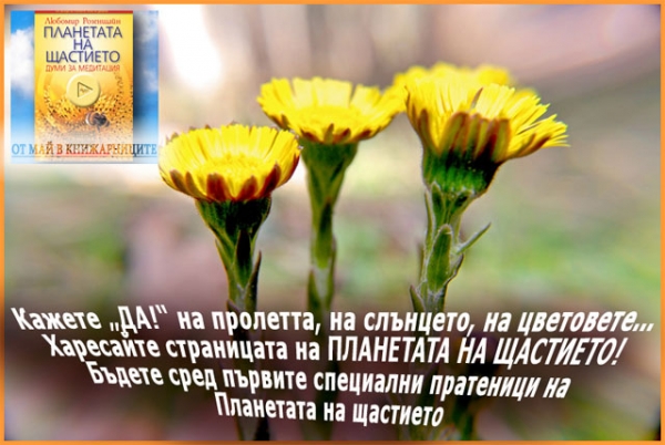 „Затворете за миг очи. Кажете добро утро и на най-сърдитата, и на най-обидената, и на най- тъжната част от себе си. Често скрити някъде много дълбоко, за тях е трудно да видят изгрева, но сега вие можете да им помогнете. Кажете им добро утро добро утро добро утро толкова пъти, колкото е нужно, за да стигне до тях през всичките стени... през всичките мъгли...първият слънчев лъч. Бъдете малко в този миг и не забравяйте да се усмихвате, защото това е знакът, който без никакво съмнение всички разбират... всички ще разберат. Опитайте тази сутрин и вие: бъдете с розовите очила на душата. “ „Планетата на щастието